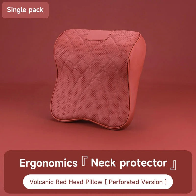 Universal Car Leather Headrest Neck Pillow – Memory Foam Car Seat Neck Support Cushion for Most Vehicles - Delicate Leather