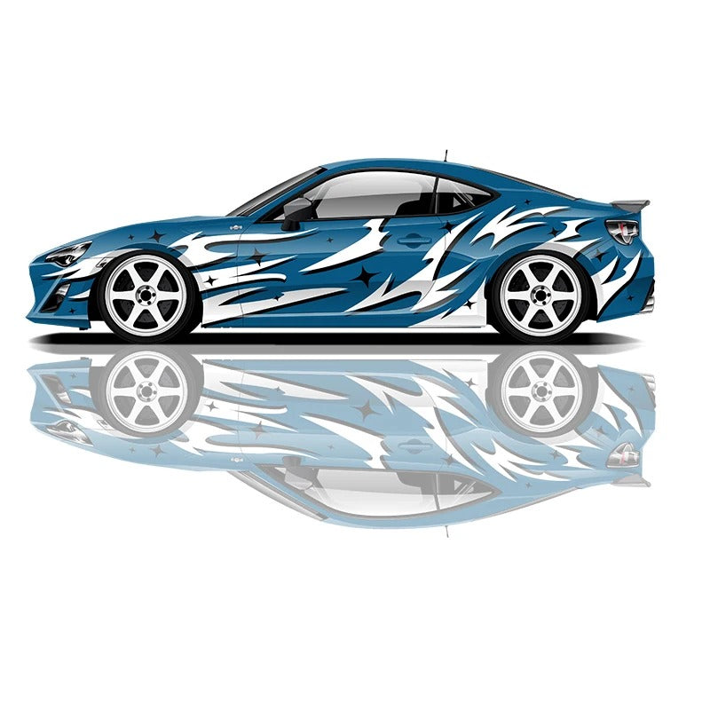 Flame Car Side Graphic Vinyl Decal – Racing Style PVC Exterior Sticker - Delicate Leather