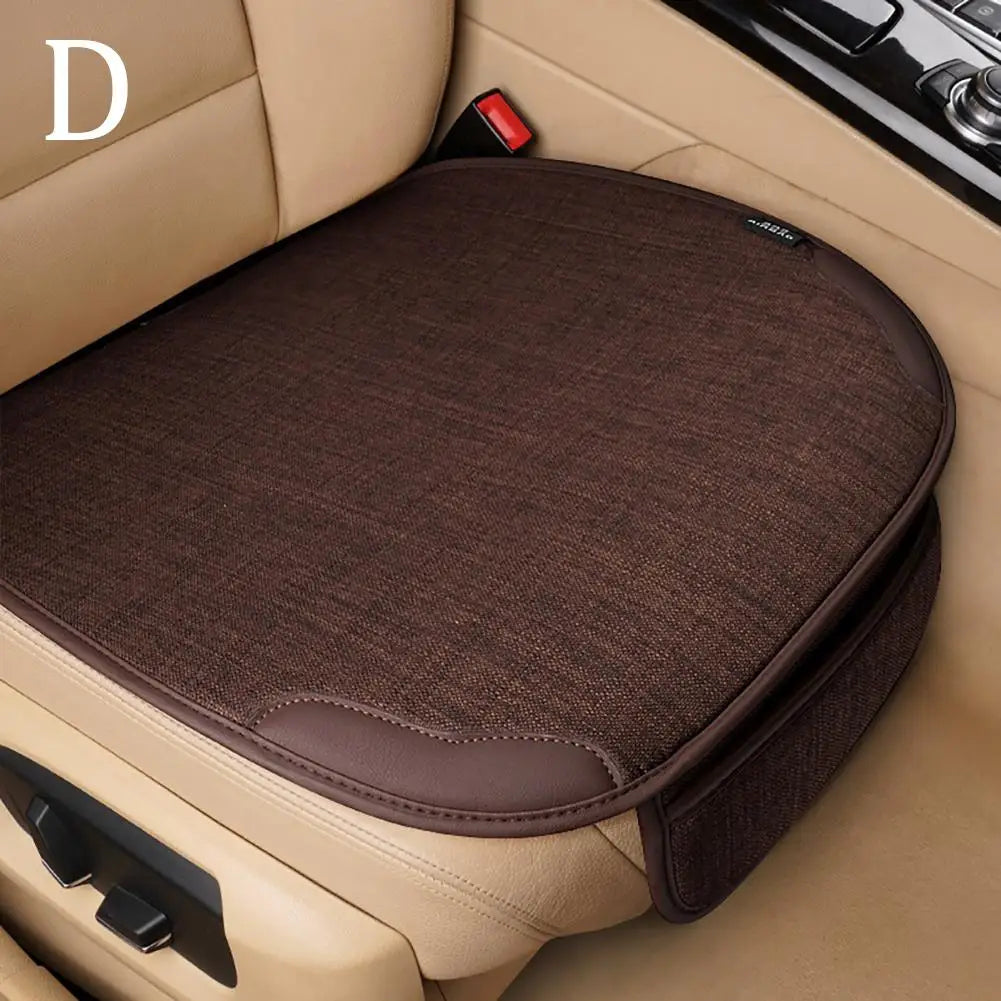 Car Flax Seat Cover – Universal Front Seat Protector, Breathable, Anti-Scratch, Four Seasons - Delicate Leather  