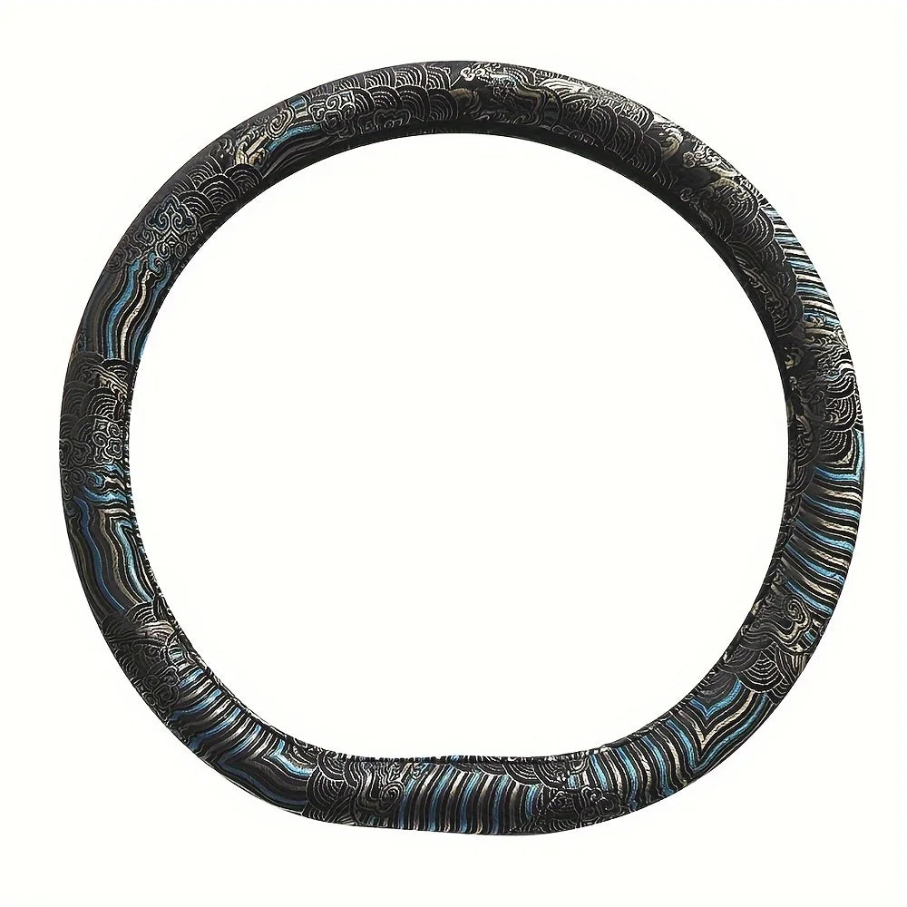Brocade Embroidered Steering Wheel Cover – Retro Non-Slip All-Season Car Interior Accessory - Delicate Leather