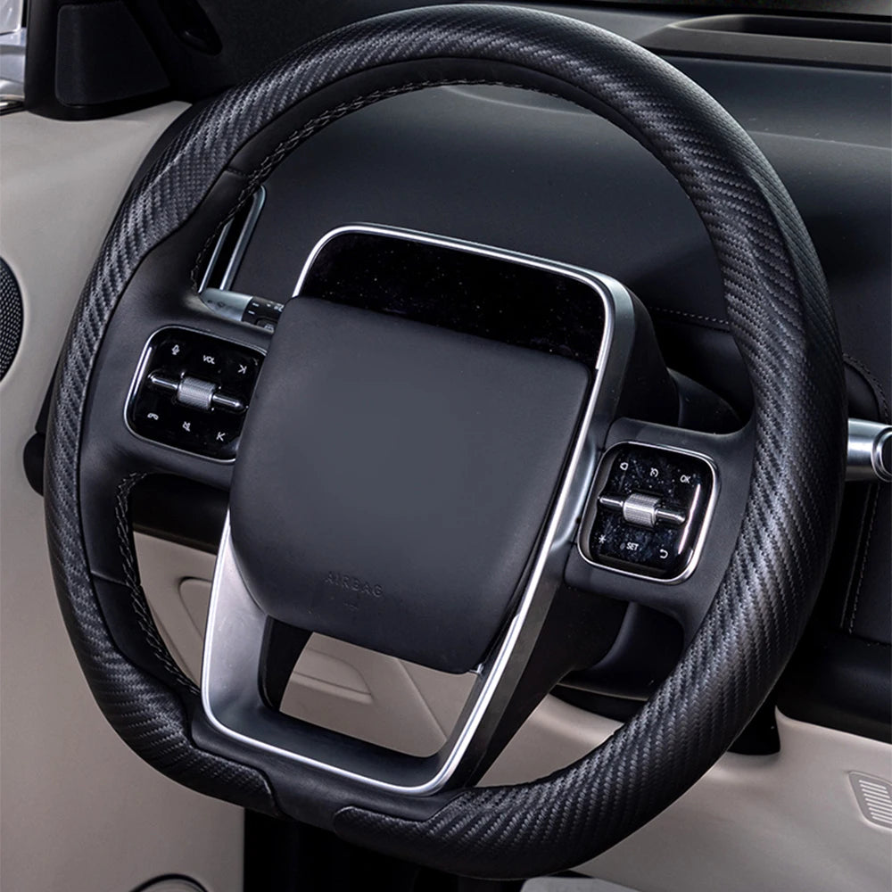Car Steering Wheel Covers Carbon Fiber Steering Wheel Cover Wrap Universal 36-38cm Breathable Steering Covers Auto Accessories - Delicate Leather  