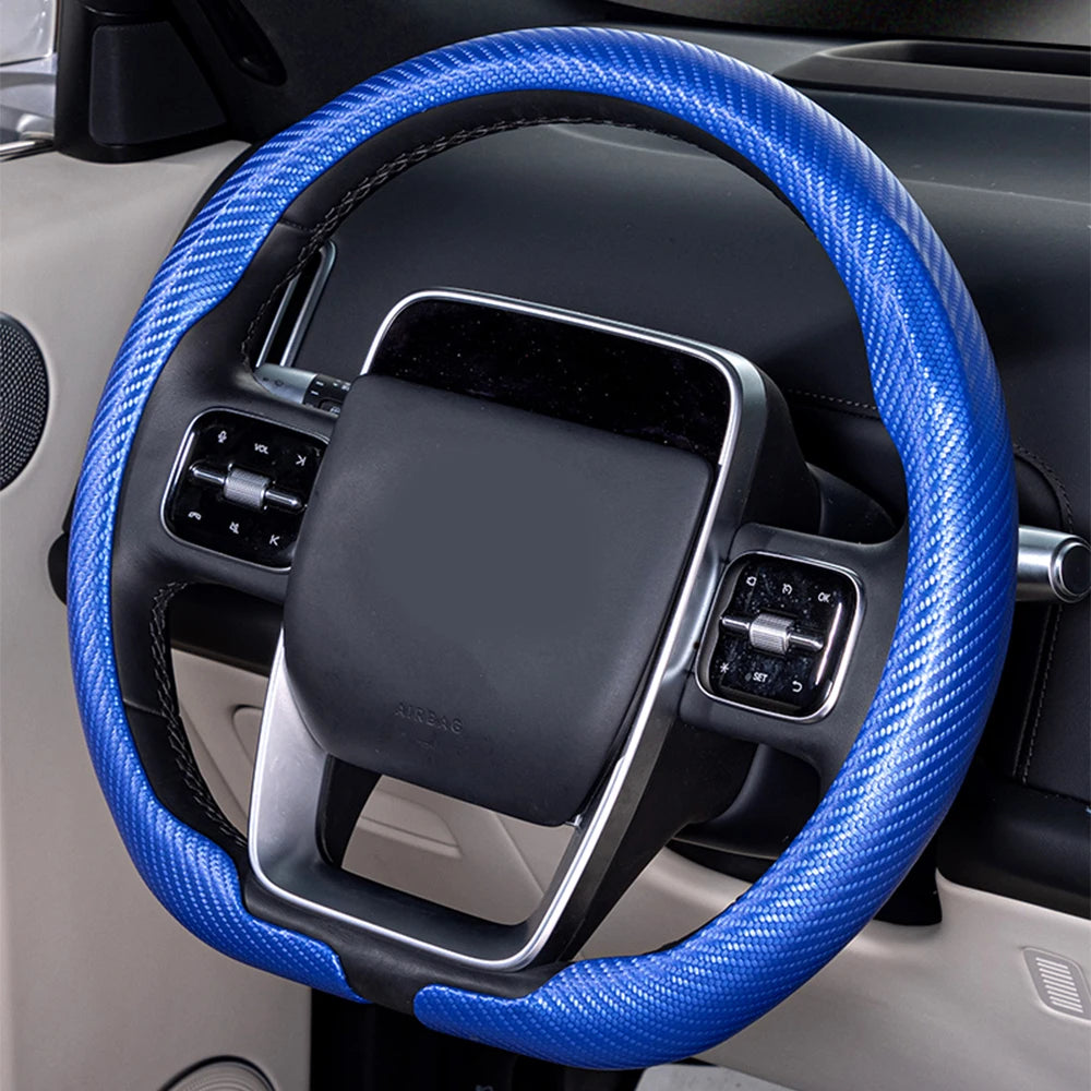 Car Steering Wheel Covers Carbon Fiber Steering Wheel Cover Wrap Universal 36-38cm Breathable Steering Covers Auto Accessories - Delicate Leather  