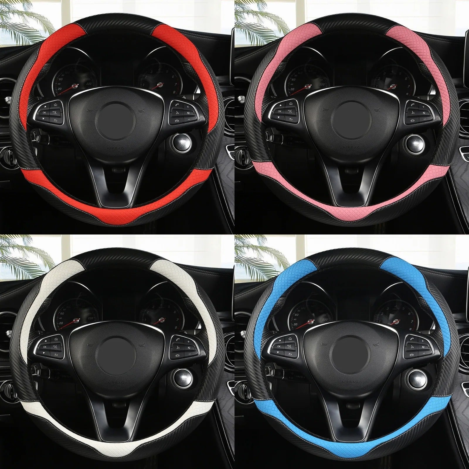 Ultra-Thin Leather Steering Wheel Cover – Breathable Non-Slip Summer Grip (O & D Shape) - Delicate Leather