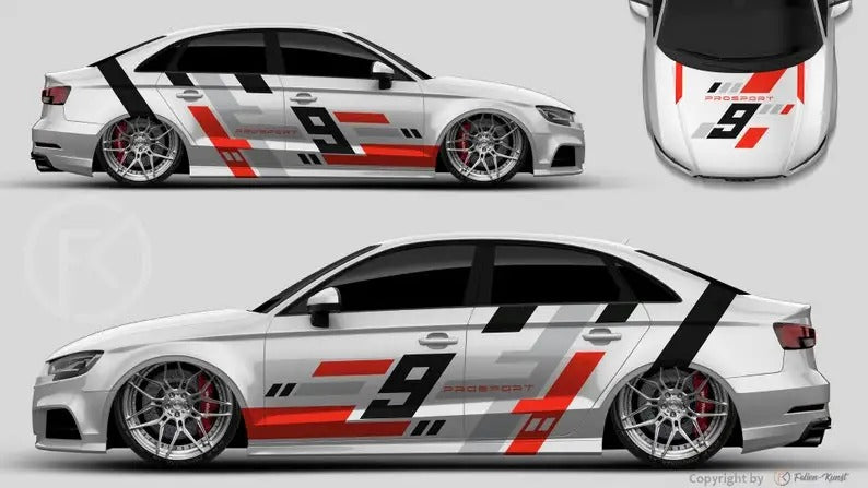 Motorsport Racing Car Decal – PVC Side Body Graphic Vinyl Wrap Kit #110 - Delicate Leather