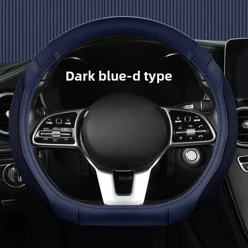 Easy-to-Clean Steering Wheel Cover 38cm (15in) – Universal Non-Slip Handle Protector for All Seasons - Delicate Leather  