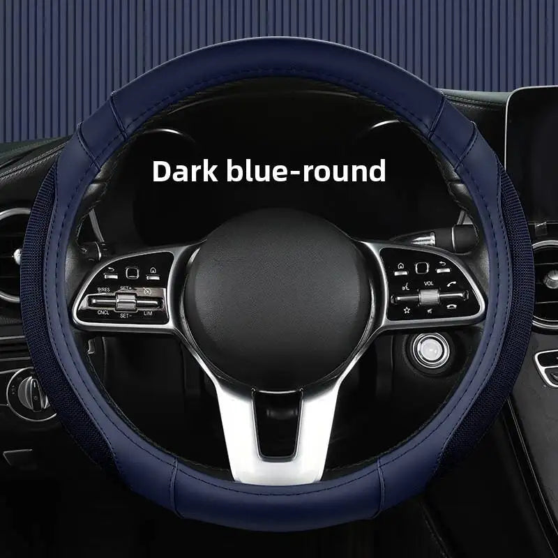 Easy-to-Clean Steering Wheel Cover 38cm (15in) – Universal Non-Slip Handle Protector for All Seasons - Delicate Leather  