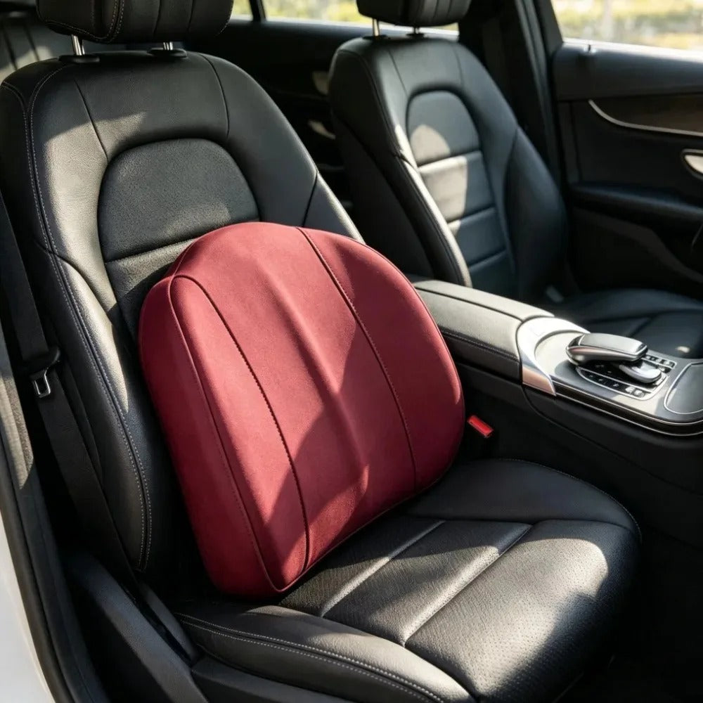 Memory Foam Car Neck & Waist Pillow Set – Universal Soft Seat Cushions - Delicate Leather