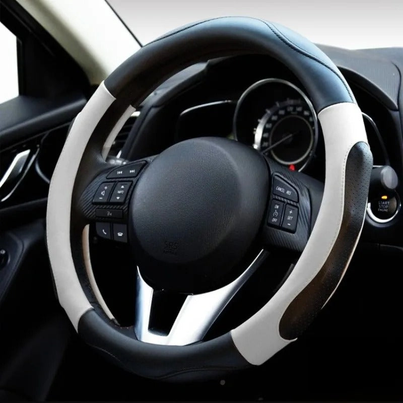 Universal Microfiber Leather Steering Wheel Cover 38cm – Non-Slip Car Steering Wheel Protector for All Seasons - Delicate Leather
