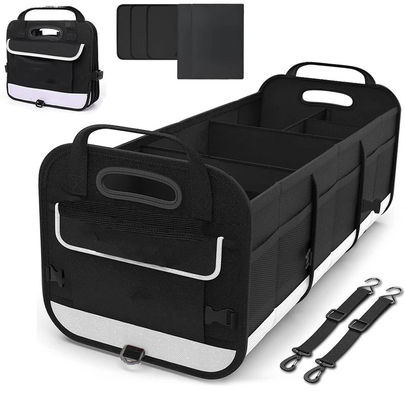 95L Foldable Car Trunk Organizer – Large Capacity Storage Box with Adjustable Straps - Delicate Leather  