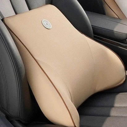 Memory Foam Car Neck & Lumbar Support Cushion – Soft Washable Seat Pillow Set - Delicate Leather