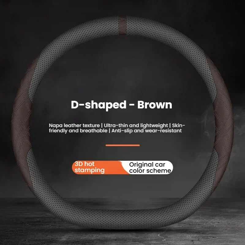 5D Laser Carbon Fiber Pattern Steering Wheel Cover – Universal 38cm Fit, Anti-Slip Synthetic Material - Delicate Leather  