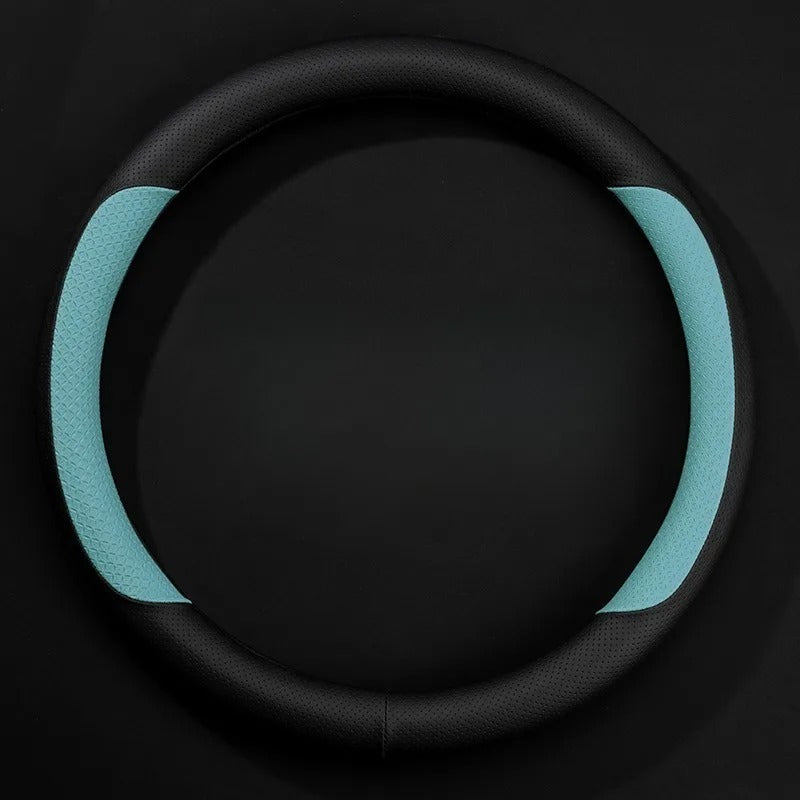 Nappa Leather Steering Wheel Cover – Non-Slip Universal 38 cm