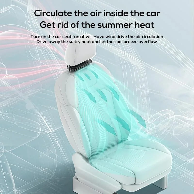 USB Car Seat Cooling Fan – 3-Speed Adjustable Headrest Air Circulation Fan - Delicate Leather  