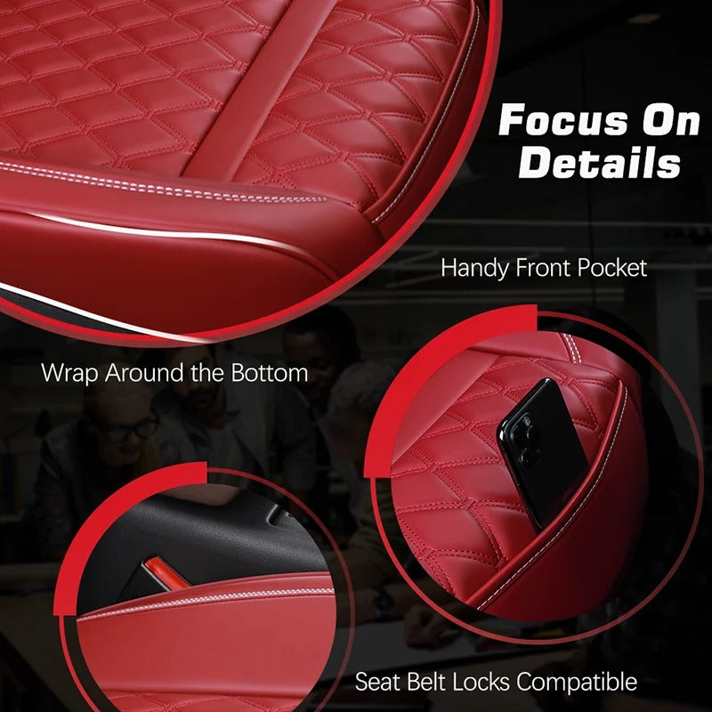 Nappa Leather Car Seat Pad – Waterproof Universal Fit Cushion, Wrap-Around Design Seat Protector - Delicate Leather  