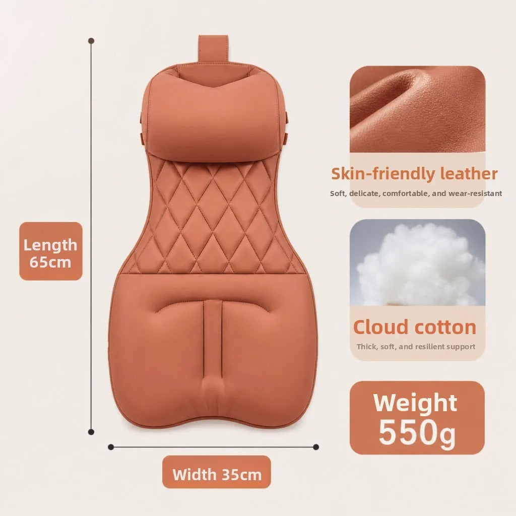 Universal Leather Car Headrest Cushion – Breathable Neck & Lumbar Support Pillow - Delicate Leather