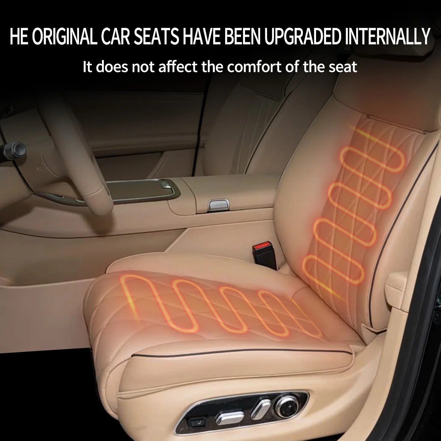 12V Universal Car Seat Heater Kit for 2 Seats – Alloy Wire Heating Pads with 3-Level Temperature Switch & Wiring Harness - Delicate Leather
