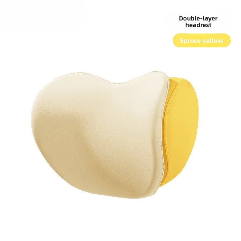 Leather Car Headrest Cushion – Breathable Neck & Lumbar Support Pillow for Vehicle Seats - Delicate Leather