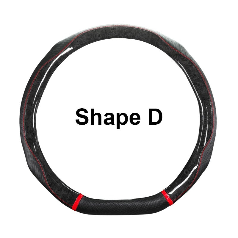 Leopard-Pattern Leather Steering Wheel Cover – Universal 38 cm Fit, Non-Slip, Decorative Car Interior Accessory - Delicate Leather  