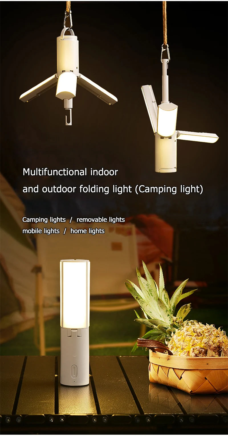 Folding Outdoor Camping Portable Lantern: Rechargeable, High-Capacity Lighting Solution for Student Dormitories, Tents, and Hanging Outdoors