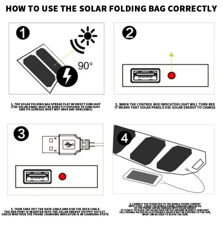 Outdoor Multifunctional Portable Solar Charging Panel: Foldable Design with 5V 1A USB Output, High Power Output Ideal for Camping and Outdoor Activities