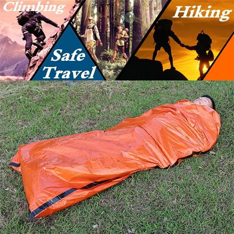 Portable Waterproof Emergency Survival Sleeping Bag: Essential Outdoor EDC Camping Gear, Thermal Sack First Aid Rescue Kit with Mylar Blanket