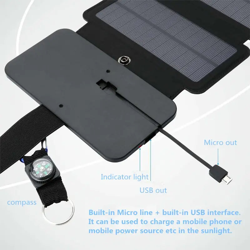 Outdoor Multifunctional Portable Solar Charging Panel: Foldable Design with 5V 1A USB Output, High Power Output Ideal for Camping and Outdoor Activities