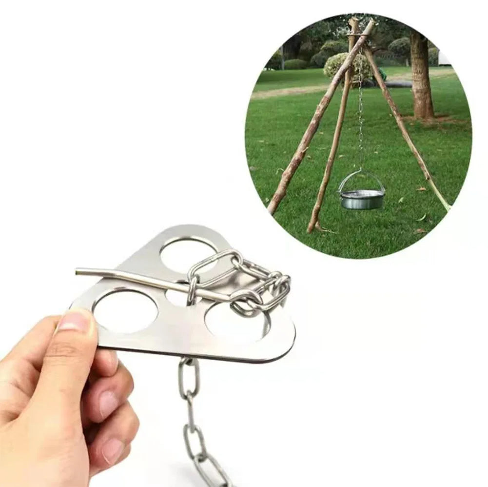 1pc Camping Hanging Tripod with Bag: Multifunctional Steel Rack for Pot Hanging, BBQ, and Bonfire, Ideal Outdoor Tool for Picnics and Parties