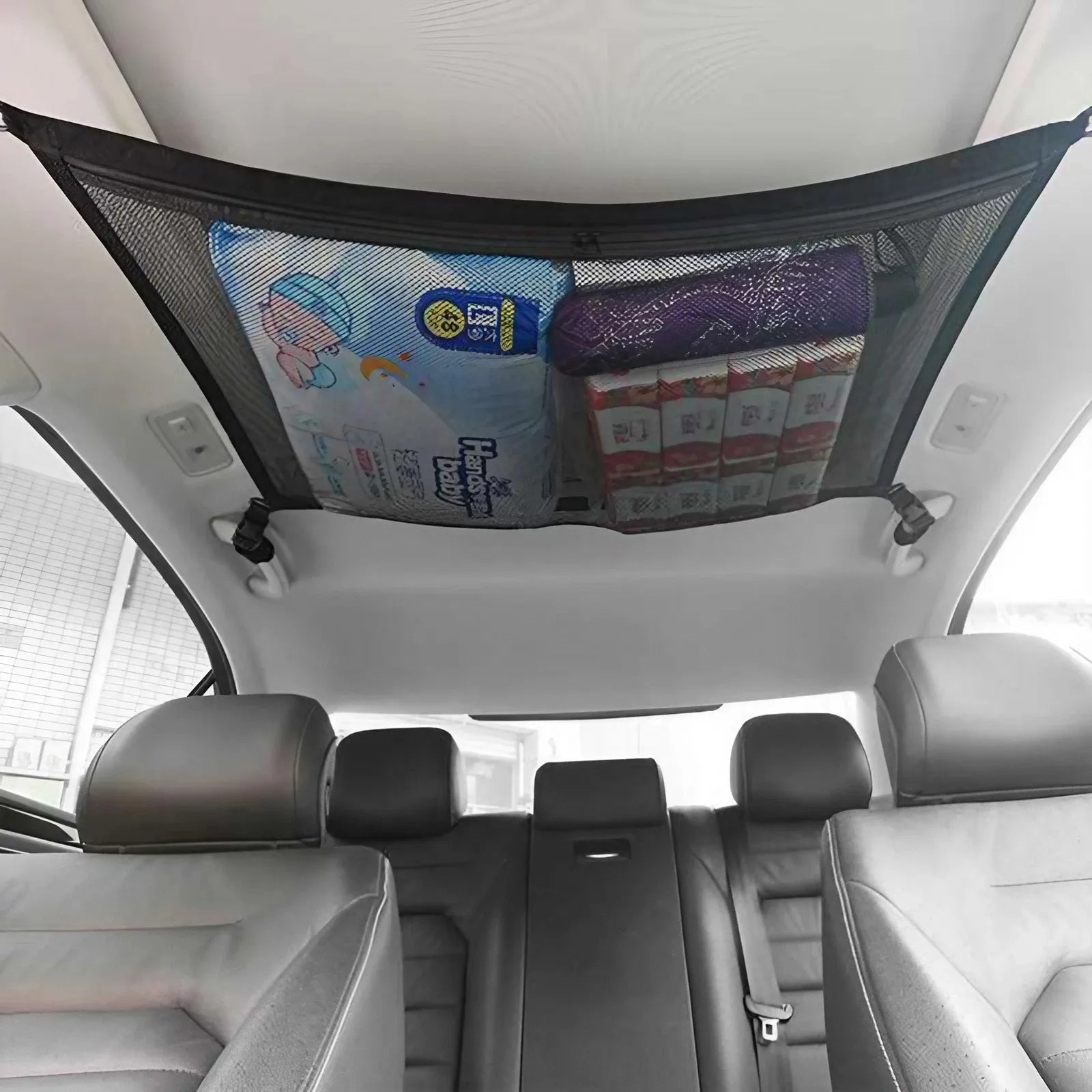 1pc Car Ceiling Storage Net Pocket Car Roof Bag Interior Cargo Net Breathable Mesh Bag Auto Stowing Tidying Interior Accessories