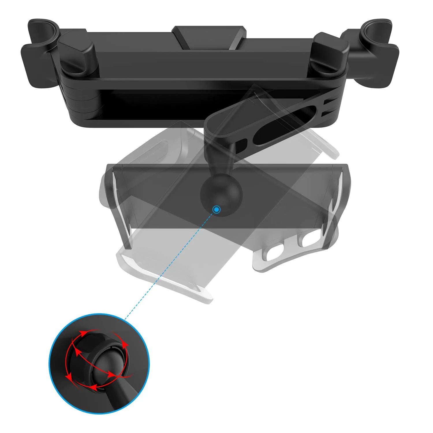 360 Rotation Universal Car Back Seat Headrest Mount Holder: Mini Tablet PC and Auto Phone Stand