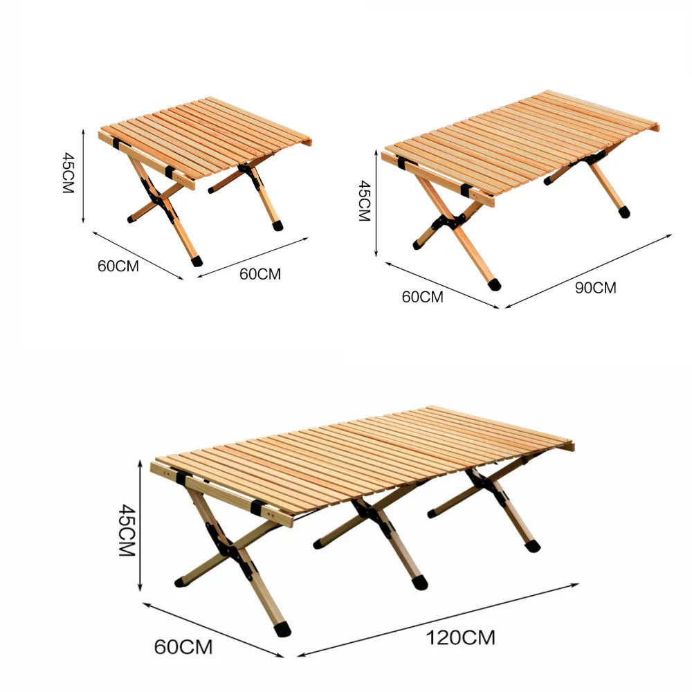 Table Mat Camping Wood Roll Table Mat PU Leather Thicken Waterproof Heat-Resistant Wooden Desk Pad For Outdoor Picnic BBQ