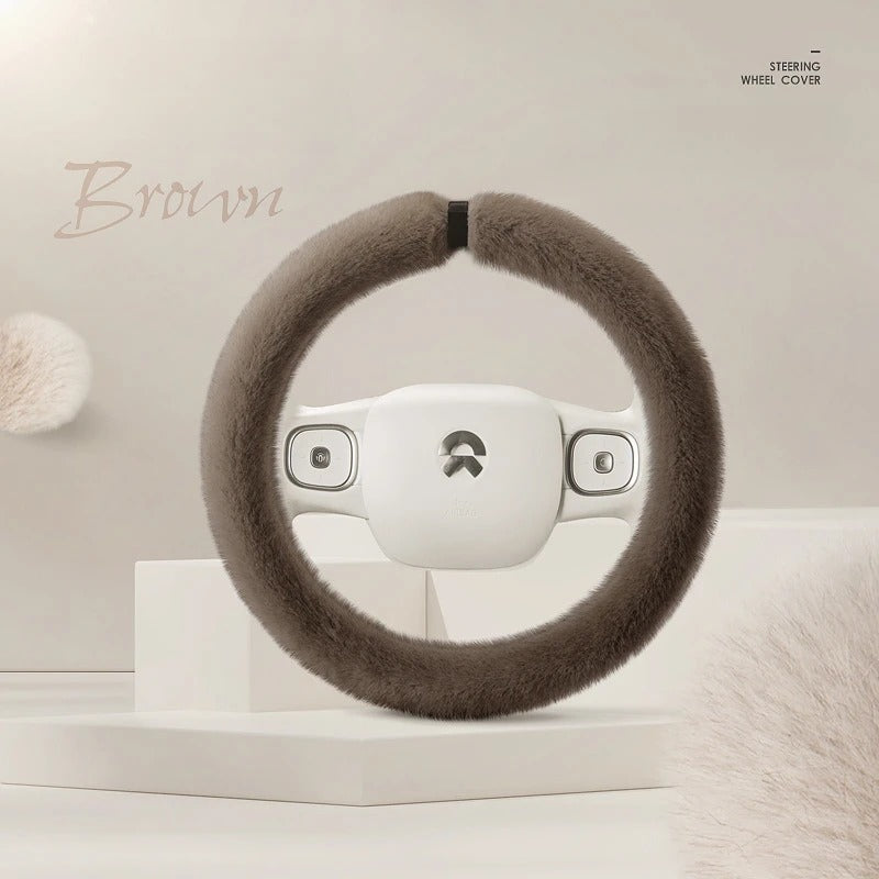 Luxury Plush Steering Wheel Cover – Universal 15-Inch Soft Fluffy Winter Grip (O & D Shape) - Delicate Leather