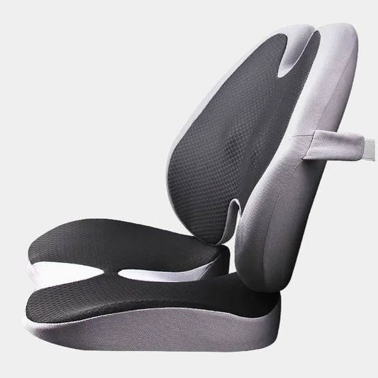 Memory Foam Car Seat Cushion & Back Support Pillow – Relieve Spine Pain and Pressure - Delicate Leather