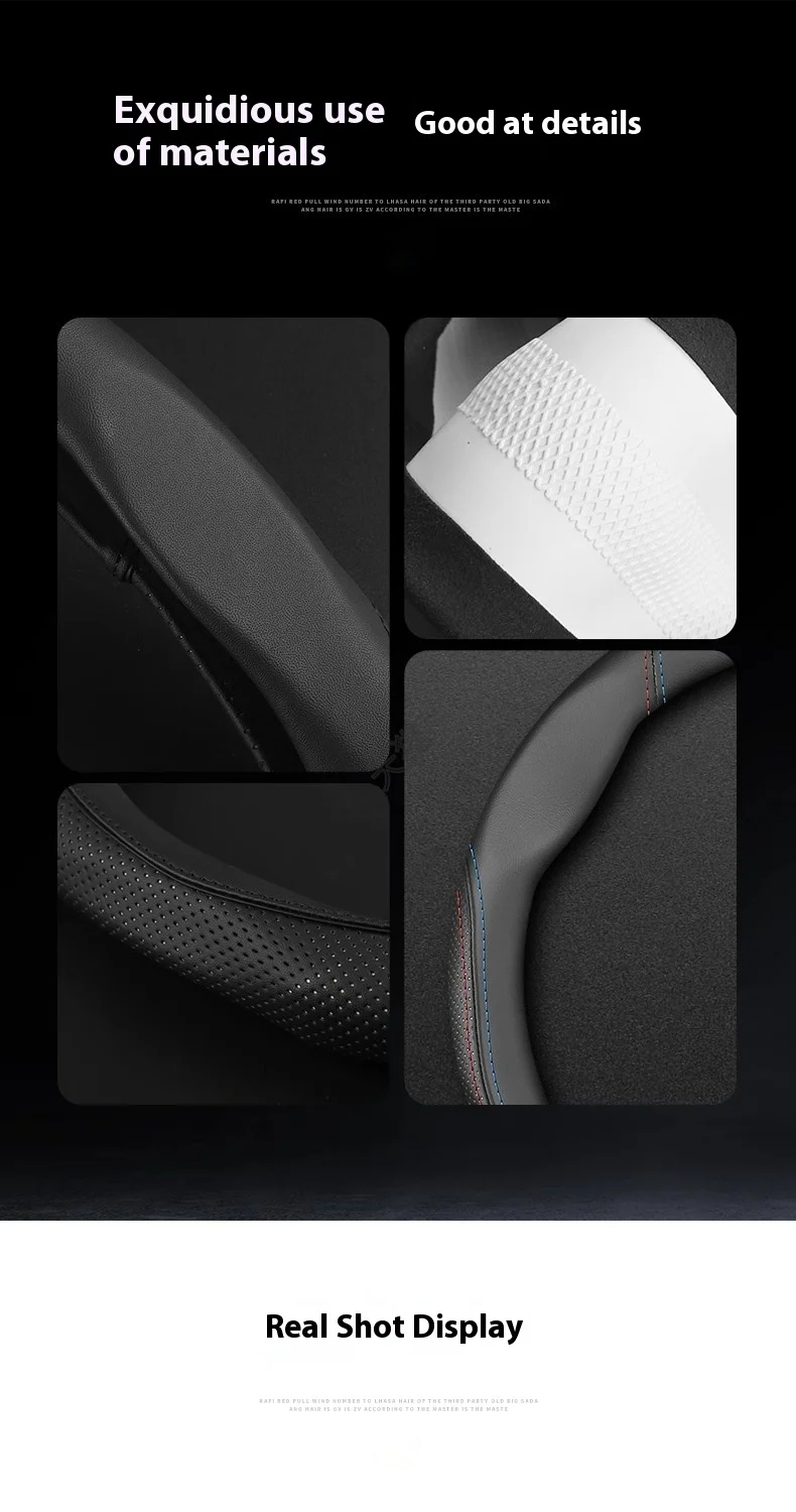 Universal Leather Steering Wheel Cover – 38cm, Non-Slip, Compatible with Select Mid-Size & SUV Models - Delicate Leather  