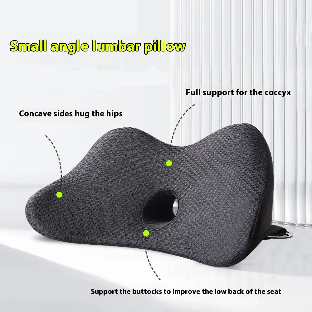 Memory Foam Travel Car Back Cushion – Orthopedic Massage Seat Mat for Car, Office Chair & Nap Pad - Delicate Leather  