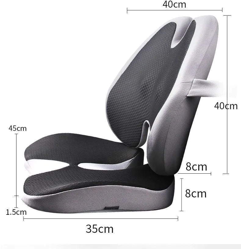 Memory Foam Car Seat Cushion & Back Support Pillow – Relieve Spine Pain and Pressure - Delicate Leather  