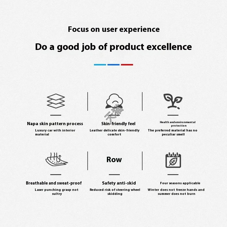 Universal Leather Steering Wheel Cover – 38cm, Non-Slip, Compatible with Select Mid-Size & SUV Models - Delicate Leather  