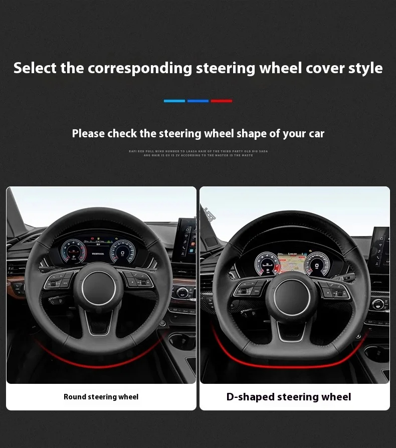 Universal Leather Steering Wheel Cover – 38cm, Non-Slip, Compatible with Select Mid-Size & SUV Models - Delicate Leather  