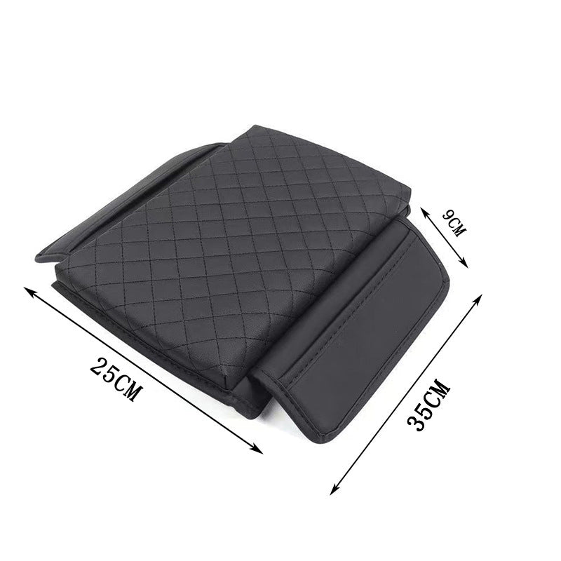 Car Armrest Box Pad - Leather Memory Foam Armrest Cushion Protection Pad with 2 Storage Bags