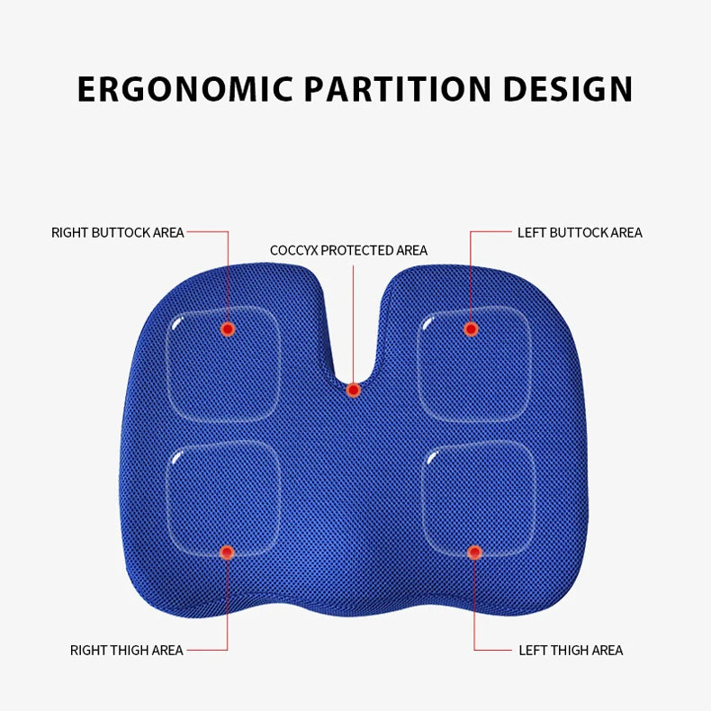 Ergonomics Gel Enhanced Seat Cushion Pillow Office Chair Pad Coccyx Orthopedic Memory Foam Car Seat Cushion for Tailbone Pain