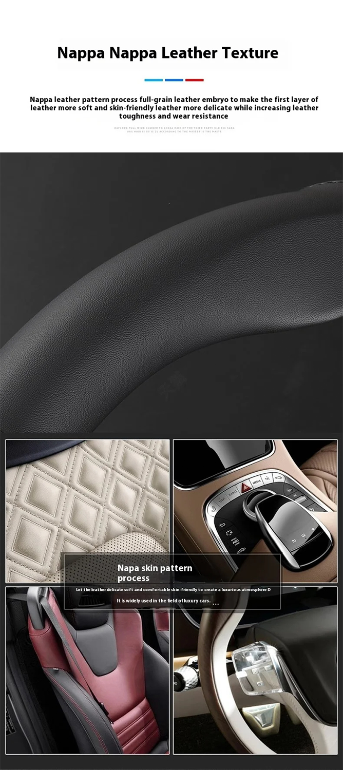 Universal Leather Steering Wheel Cover – 38cm, Non-Slip, Compatible with Select Mid-Size & SUV Models - Delicate Leather  