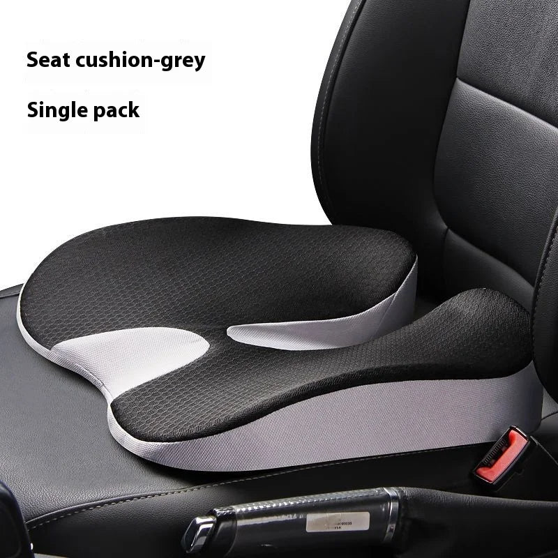 Memory Foam Car Seat Cushion & Back Support Pillow – Relieve Spine Pain and Pressure - Delicate Leather  