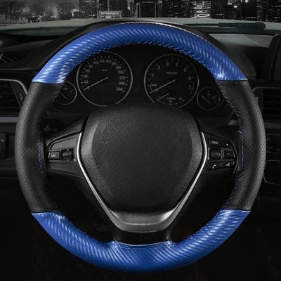 Soft Fiber Leather Car Steering Wheel Cover – Anti-Slip, Braid Stitch Wrap with Needle & Thread