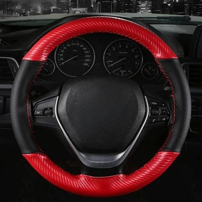 Soft Fiber Leather Car Steering Wheel Cover – Anti-Slip, Braid Stitch Wrap with Needle & Thread