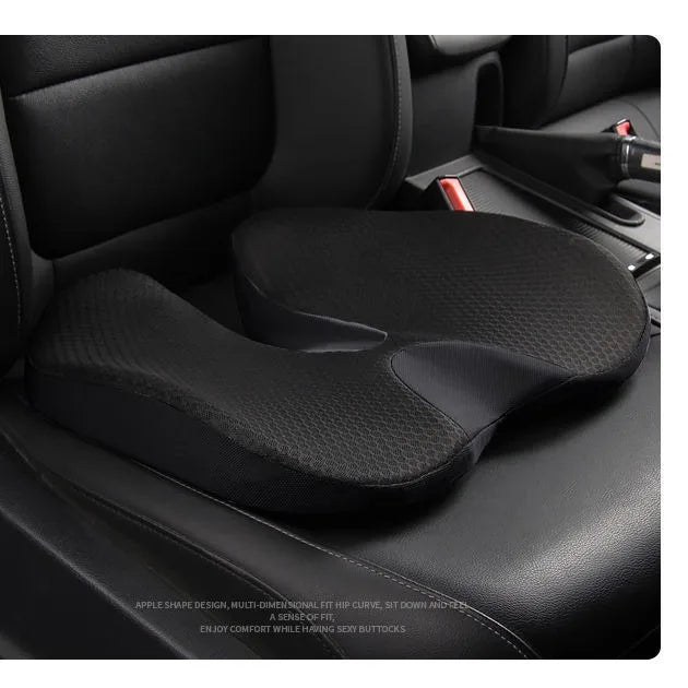 Memory Foam Car Seat Cushion & Back Support Pillow – Relieve Spine Pain and Pressure - Delicate Leather  