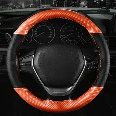 Soft Fiber Leather Car Steering Wheel Cover – Anti-Slip, Braid Stitch Wrap with Needle & Thread