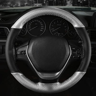 Soft Fiber Leather Car Steering Wheel Cover – Anti-Slip, Braid Stitch Wrap with Needle & Thread