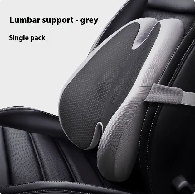 Memory Foam Car Seat Cushion & Back Support Pillow – Relieve Spine Pain and Pressure - Delicate Leather  