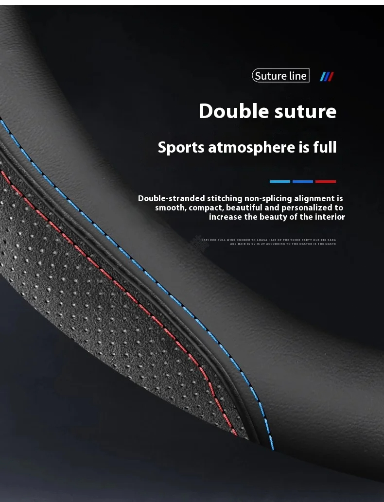 Universal Leather Steering Wheel Cover – 38cm, Non-Slip, Compatible with Select Mid-Size & SUV Models - Delicate Leather  