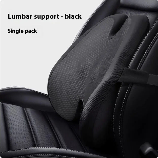 Memory Foam Car Seat Cushion & Back Support Pillow – Relieve Spine Pain and Pressure - Delicate Leather  