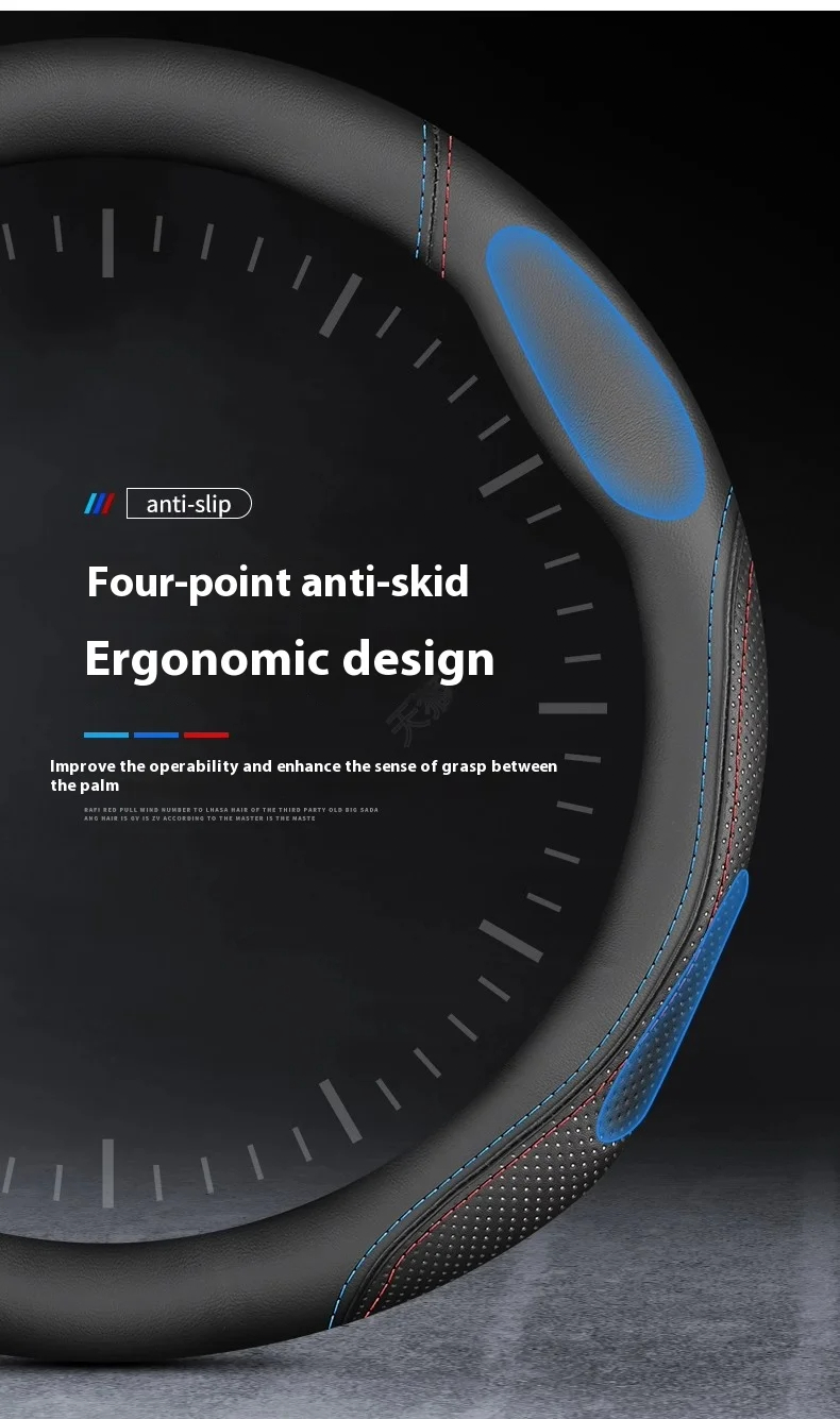 Universal Leather Steering Wheel Cover – 38cm, Non-Slip, Compatible with Select Mid-Size & SUV Models - Delicate Leather  